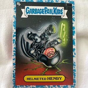 Topps Garbage Pail Kids Card - Helmeted Henry with Blue and Green Accents